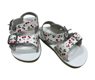 Surfer White and Cherry Pattern Strappy Sandals, 3 little kid