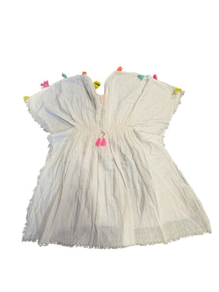 Zara White Bathing Suit Cover Up with Colourful Threads, large