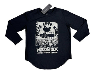Chaser Black Longsleeve Tee with Woodstock Graphics, 6 years