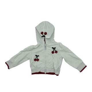 Monnalisa white cherry zip up, 3-6 months