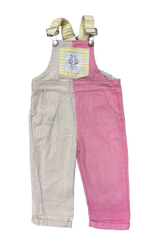 By Billie Beige and Pink Split Overalls, 2 years