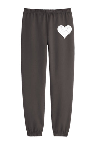 Katie J Black w/white heart sweatpants, Small