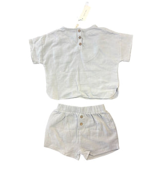 Quincy Mae Pale Blue Tee and Shorts Set, 2-3 years