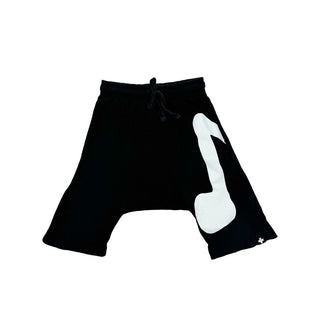 Nununu black w/music note lightweight shorts, 6-7 years