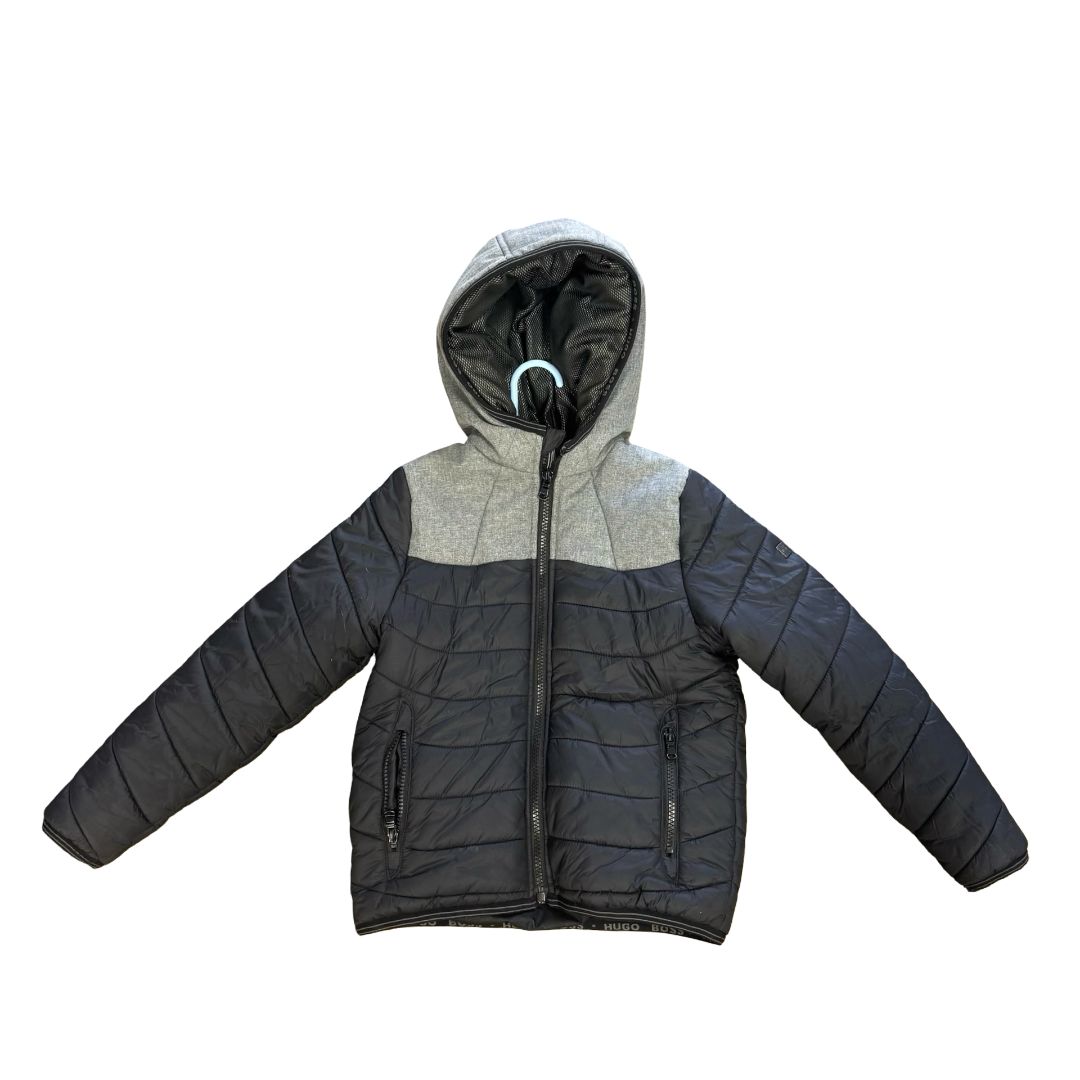 Hugo Boss Grey/Black Quilted Puffer Jacket, 6 years