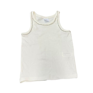 Zara White Tank Top with Silver Beads around Neck, 9-10 years