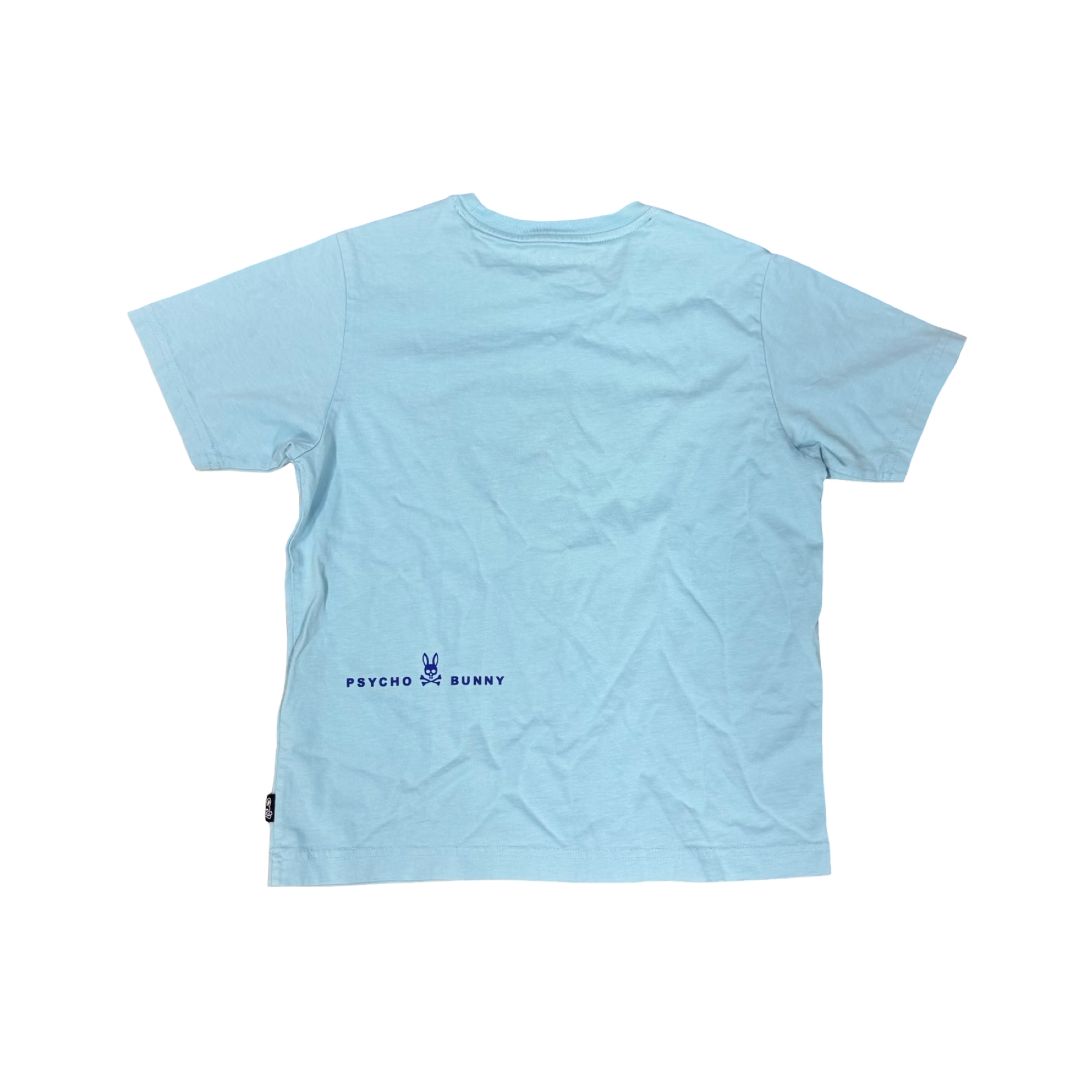 Psycho Bunny Light Blue T-Shirt with Electric Blue Logo, 10-12 years