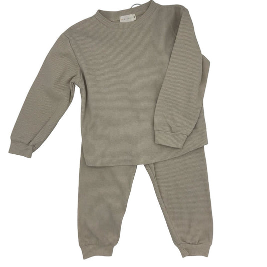 Mikki Rae Little Ones Cream Waffle Long Sleeve and Pant Set, 5 years
