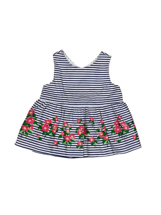 Janie and Jack Navy Stripe and Floral Dress, 2 years
