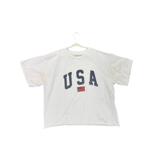 Brandy Melville (J.Galt) Cropped White USA T-Shirt, o/s