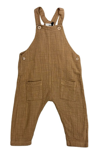 1 + in the Family Brown Crinkle Textured Overalls, 9 months