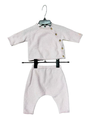 Petit Bateau Chenille Sweater and sweatpant set light pink, 3 months