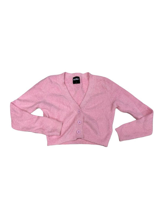 Katie J chenille crop pink cardigan, large (10-12 years)