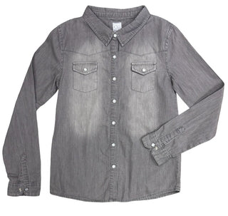 C de C Grey Western Pearl Button Washed Shirt, 10 years