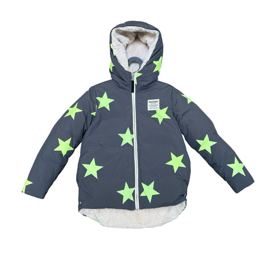 Nununu Sample grey/neon green star winter jacket, 8-9 years