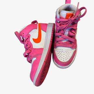 Nike pink/orange air jordans, 10.5 little kid