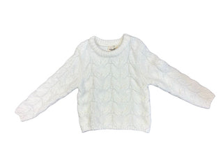 Vignette Fuzzy White Cable Knit Sweater, 4 years