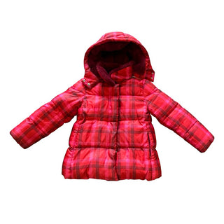 Jacadi Red and Pink Padded Plaid Fur Lined Hood, 8 years