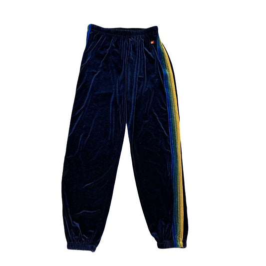 Aviator Nation Blue Velour Track Pants, large