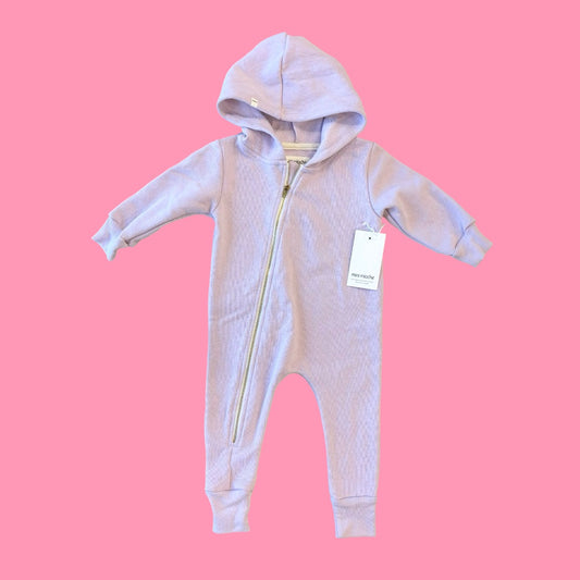 Mini Mioche Lilac fleece biker romper NWT, 12-18m