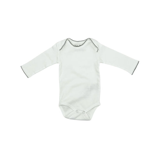 Baby Lab white long sleeve onesie, newborn