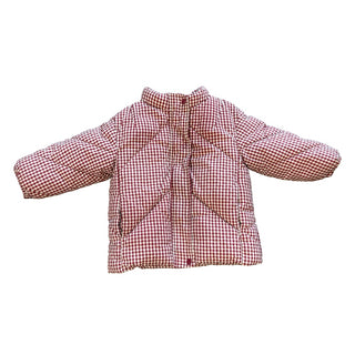 Zara Red gingham puff winter coat, 12-18 months
