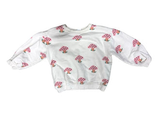 Zara White Mushroom Pattern Sweatshirt, 3-4 years