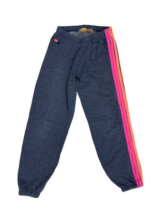 Aviator Nation Blue Sweatpants with Colourful Stripes, xs womens