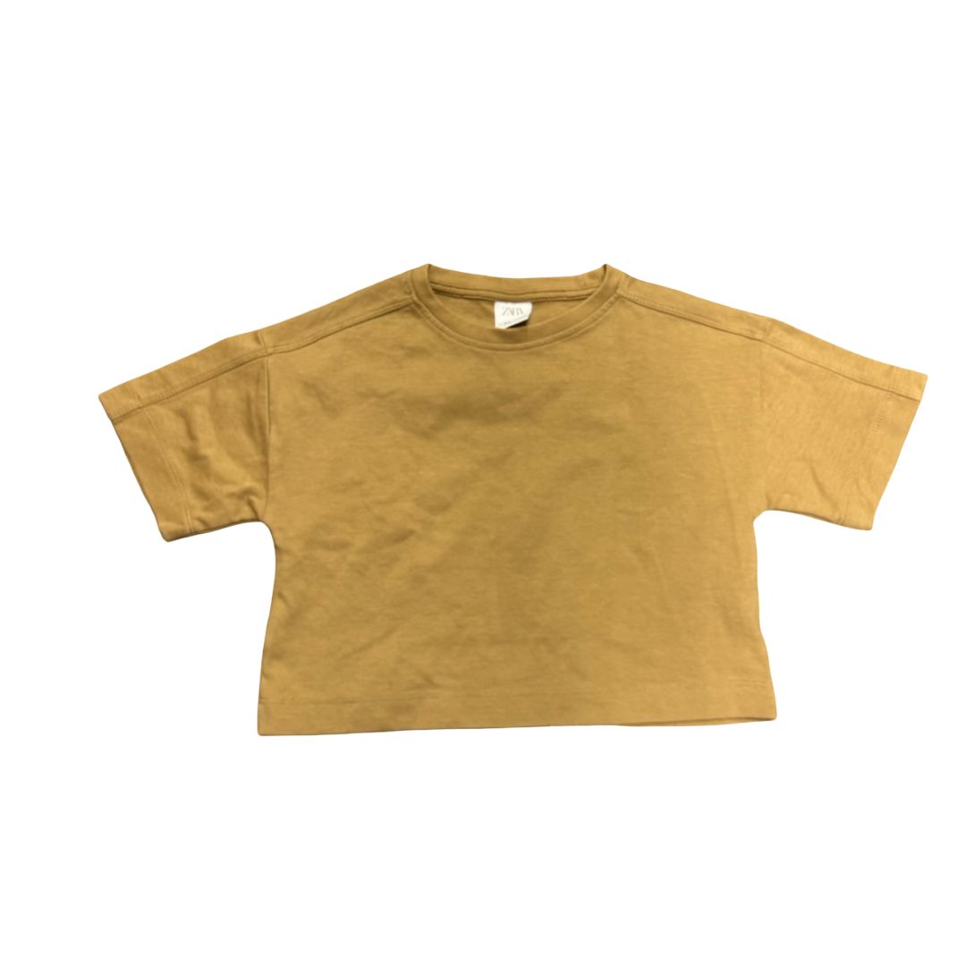 Zara Tan Crop T-Shirt, 8-9 years