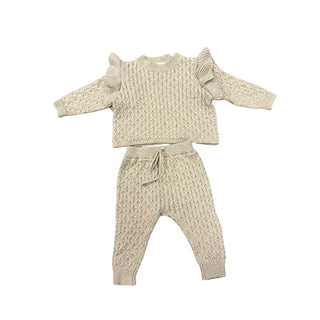 Rylee + Cru knit beige set , 6-12 months