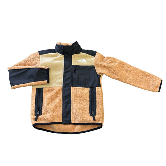 The North Face Forest fleece mashup jacket in almond butter/black, 7-8 years