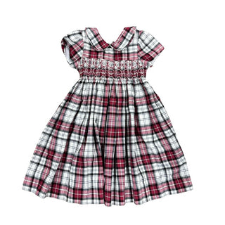 Edgehill Collection Red Checkered Dress with Collar and Bow, 2 years
