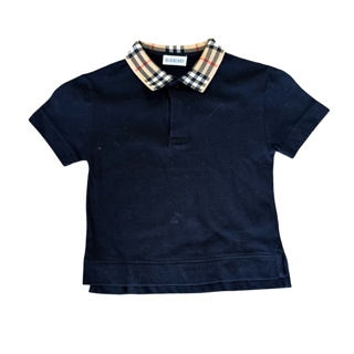 Burberry Black w/check collar tshirt, 4 years