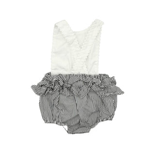 Jacadi White Tank with Striped Bottom with Frills One Piece, 18 months