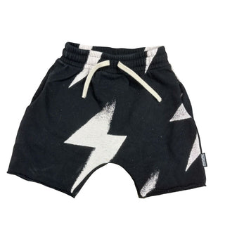 Nununu Black Shorts with Grey Lightning Bolts, 3-4 years