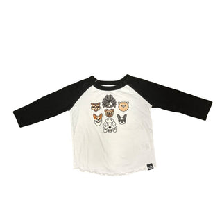 Whistle & Flute White and Black Long Sleeve with Dogs, 1-2 years