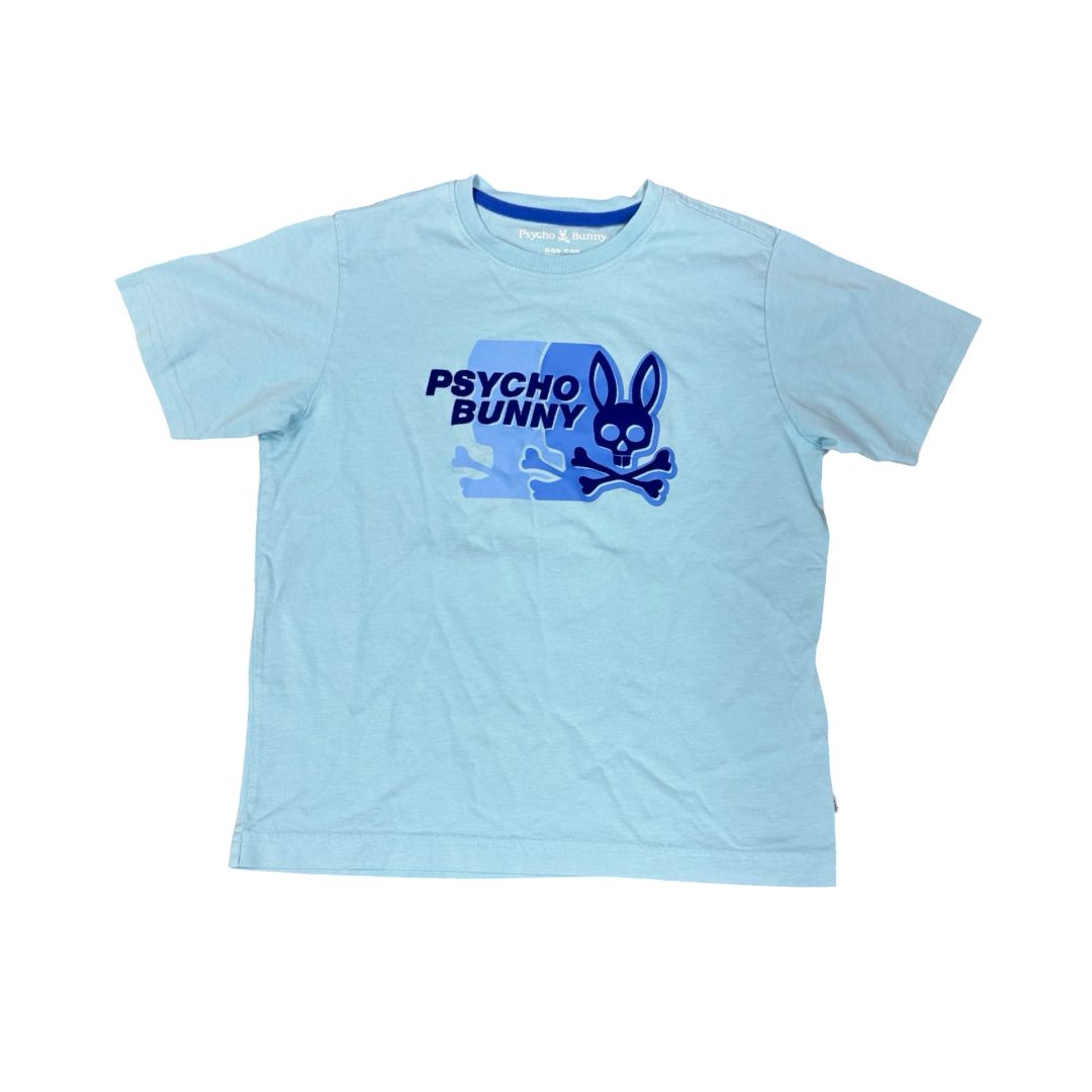 Psycho Bunny Light Blue T-Shirt with Electric Blue Logo, 10-12 years
