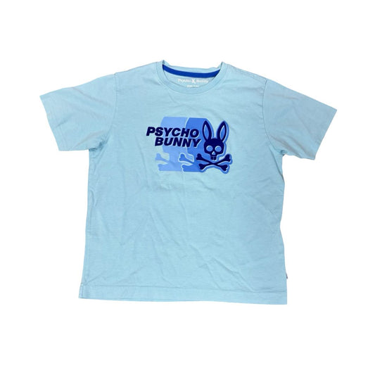 Psycho Bunny Light Blue T-Shirt with Electric Blue Logo, 10-12 years