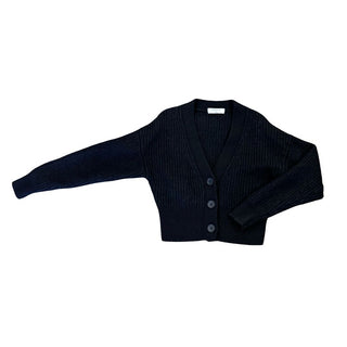 Babaton Black Merino Wool Ribbed Waist Cardigan, 2xs