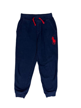 Polo Ralph Laure Navy Blue Sweatpants with Red Embroidered Logo, 10-12 years