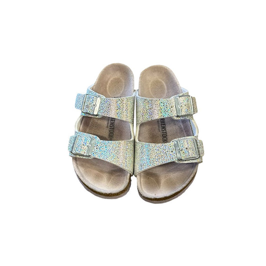 Birkenstock Silver Iridescent Sandal, 13 little kid
