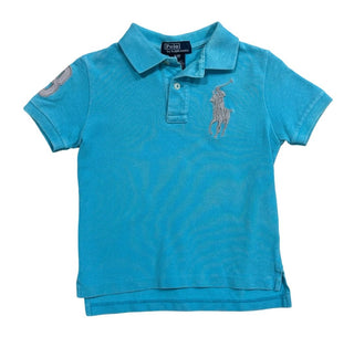 Polo Ralph Lauren Teal Polo Shirt with Grey Logo and Embroidery, 3 years
