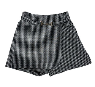 Zara Houndstooth Black and Grey Skort with Belt Detail, 6 years