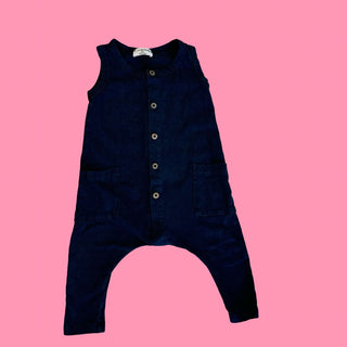 1 + in the Family navy romper, 6m