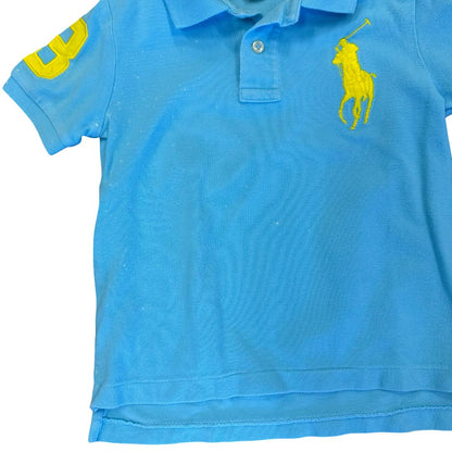 Ralph Lauren blue collared polo shirt w/some stains, 4 years