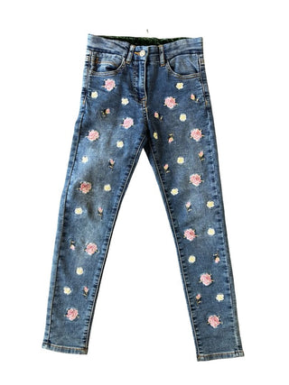 Monnalisa Embroidered Applique Jeans, 10
