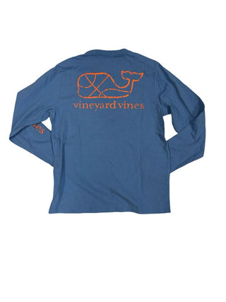 Vineyard Vines Bright Blue Crewneck Longsleeve Tee with Whale, medium
