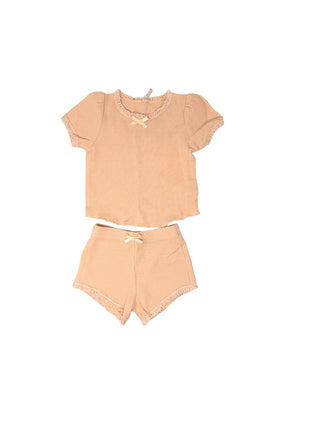Quincy Mae Waffle pink shirt and short set, 3-6 months