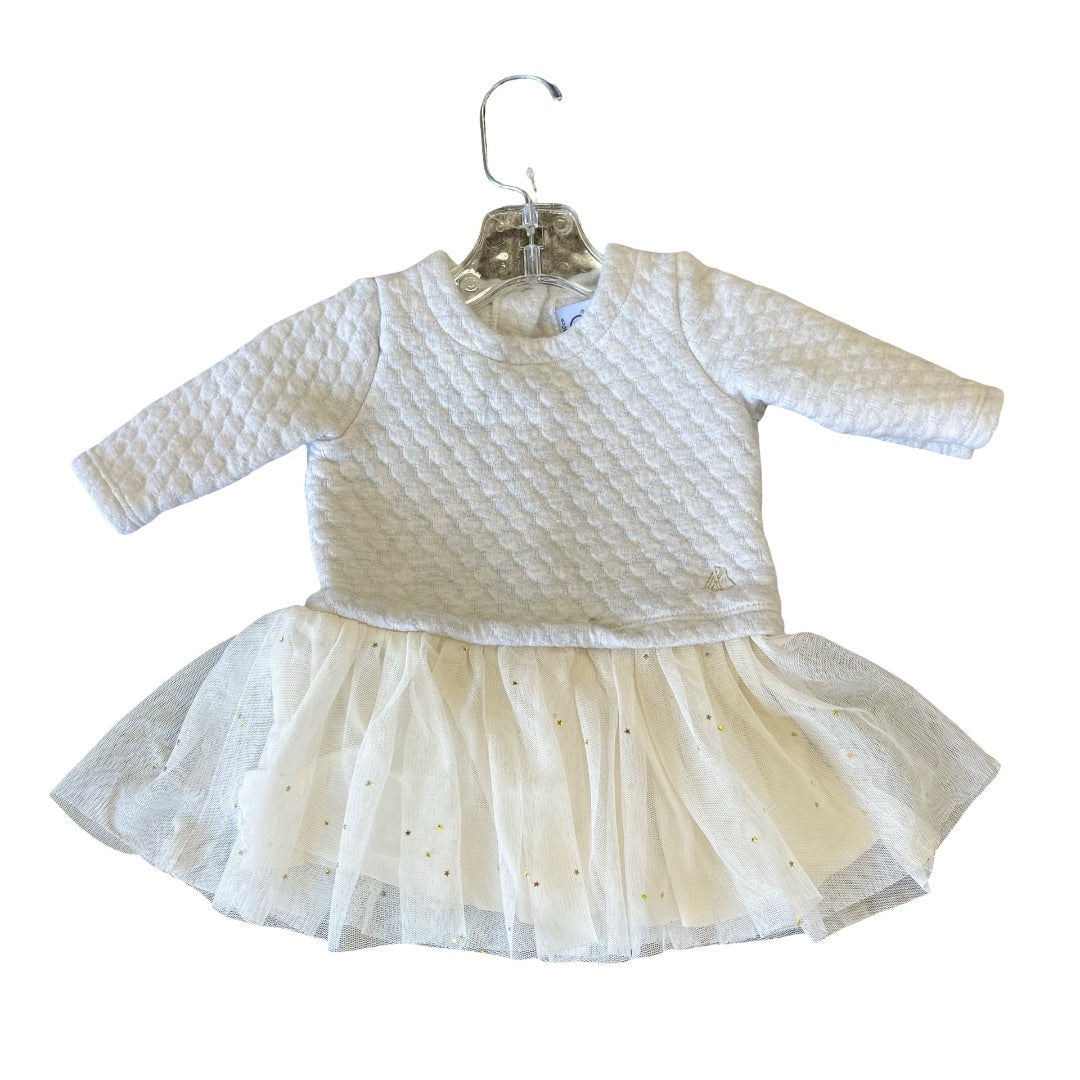 Petit Bateau Cream stars dress, 3 months