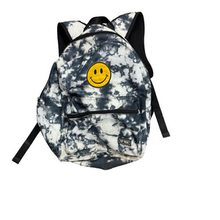 Top Trenz Black and White Tie Dye Backpack/Bag with Smiley Face, O/S